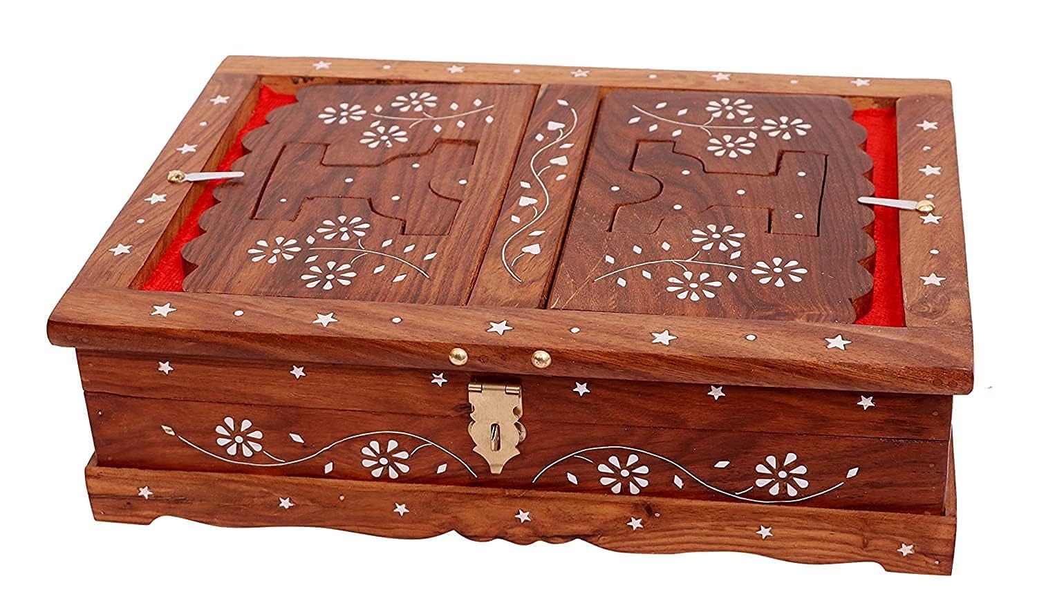 Sheesham Wooden Handmade White Inaly Work Quran/bibal/Geeta Box Stand
